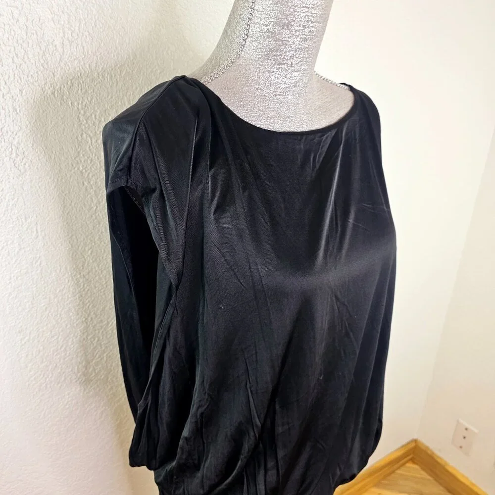 BCBGMAXAZRIA Black Dolman Sleeve Cowl Neck Mini Dress Size Medium - Picture 3 of 10